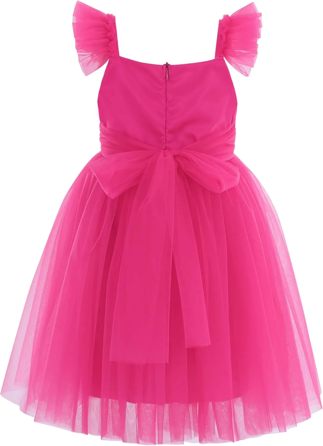 Flofallzique Toddler Tutu Dress Summer Flutter Sleeve Infant Baby Birthday Party Girls Tulle Dress for 1-6 Y