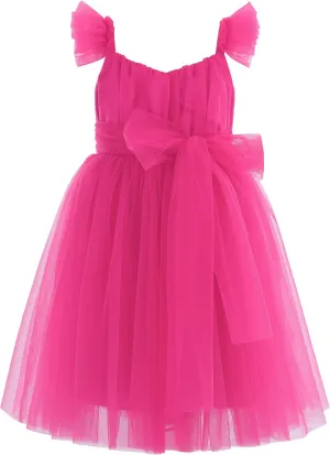 Flofallzique Toddler Tutu Dress Summer Flutter Sleeve Infant Baby Birthday Party Girls Tulle Dress for 1-6 Y