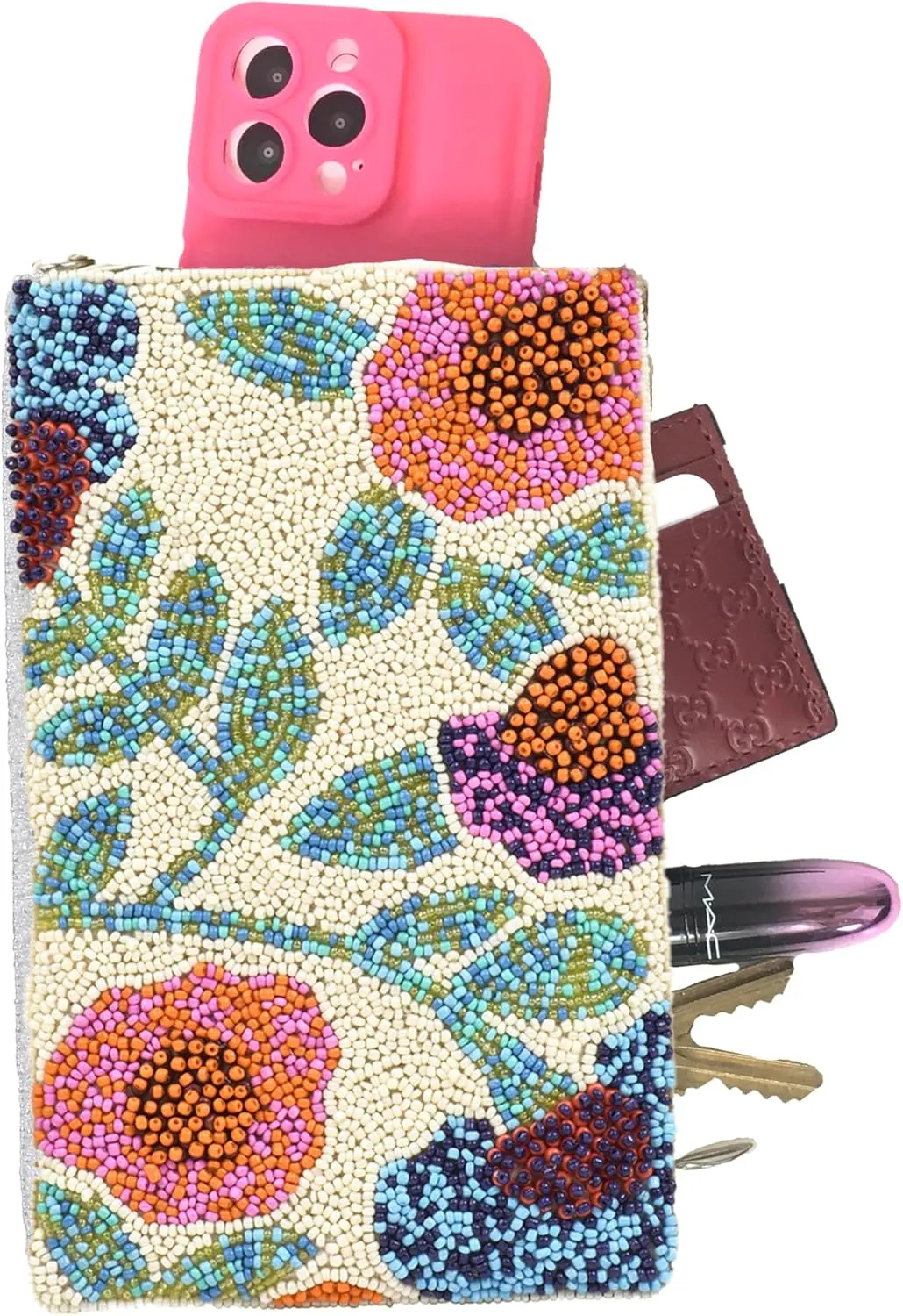 Floral Club Bag Beaded Phone Crossbody, Multi