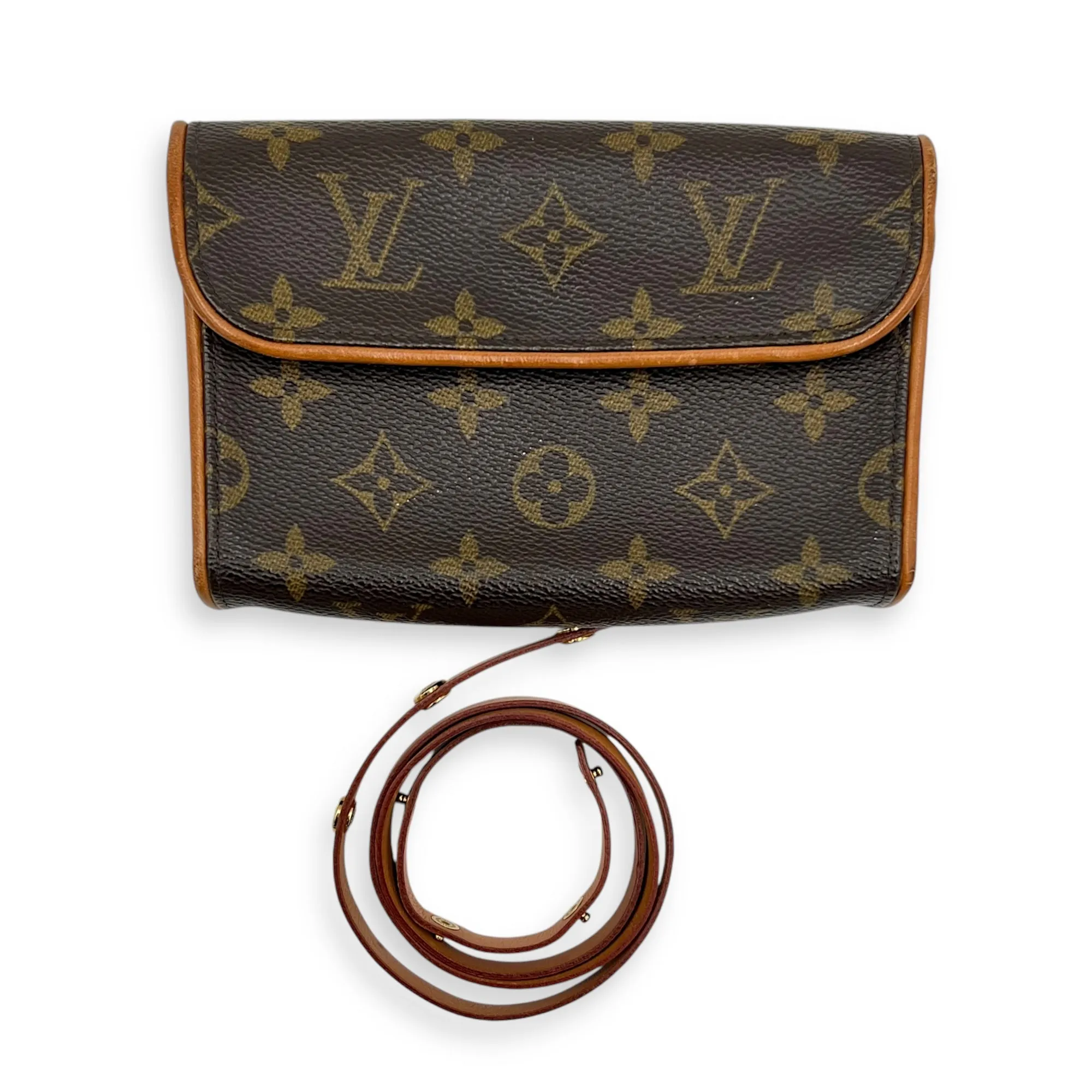 Florentine Belt Bag Brown in Monogram Coated Canvas, Gold hardware