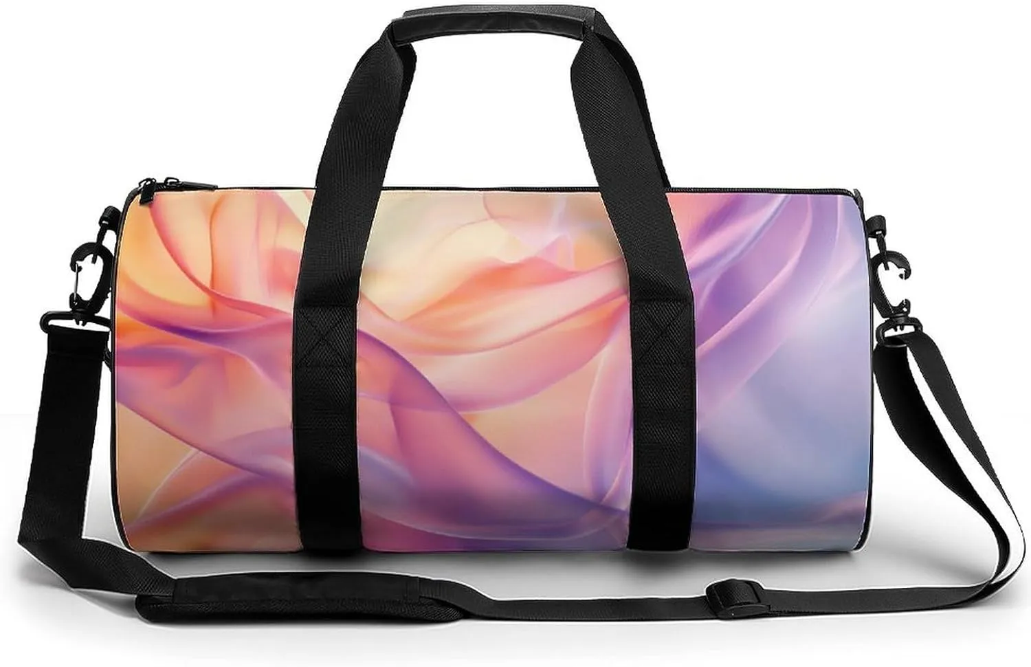 Fluid Pastel Gradients in Pink Travel Gym Bag for Women Men Cylindrical Duffle Bag Sport Workout Bag with Shoulder Strap