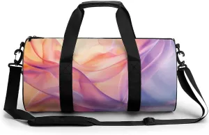 Fluid Pastel Gradients in Pink Travel Gym Bag for Women Men Cylindrical Duffle Bag Sport Workout Bag with Shoulder Strap