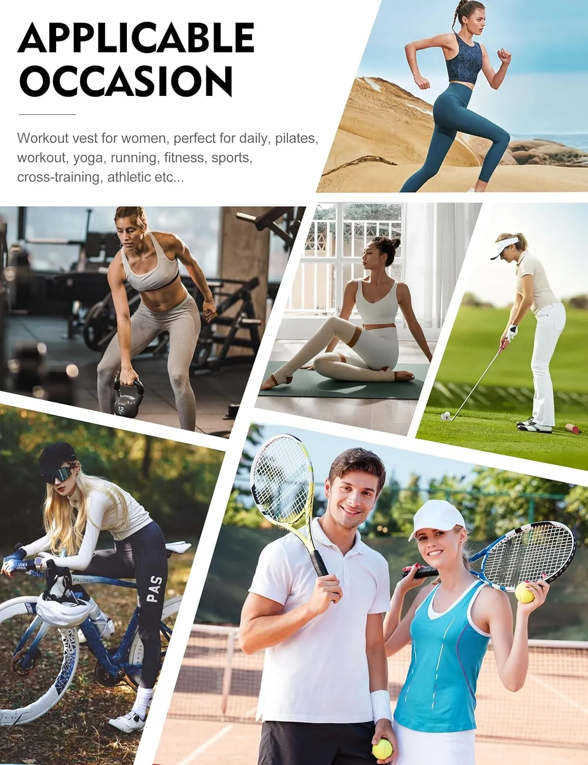 Flygo Women's Full Zip Sleeveless Workout Yoga Active Jacket Vest Golf Shirts