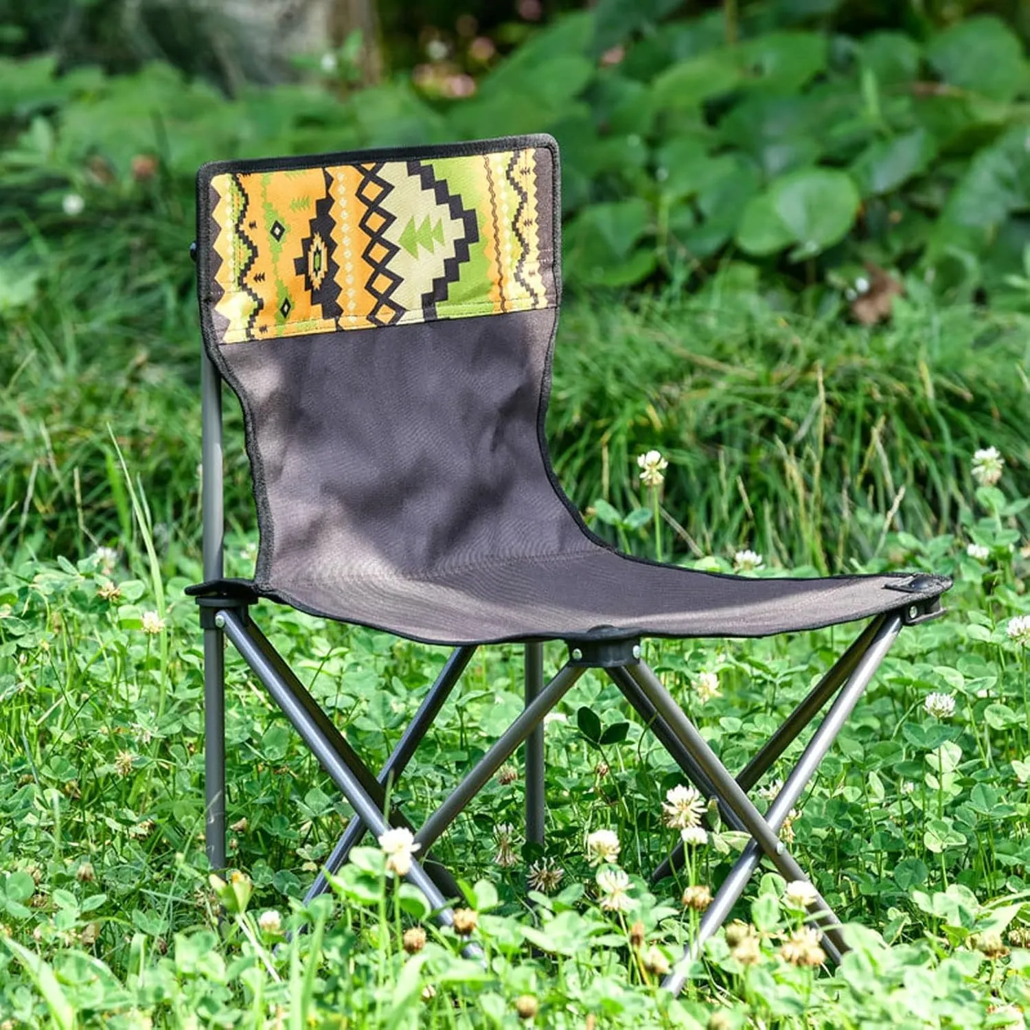 Folding Camping Chairs Holds up to 260 lbs Portable Camping Chairs x 4 with 1 Foldable Picnic Table Full Set 16.5 Ibs Lightweight Camping Chair with Carry Bag (Color : Black)