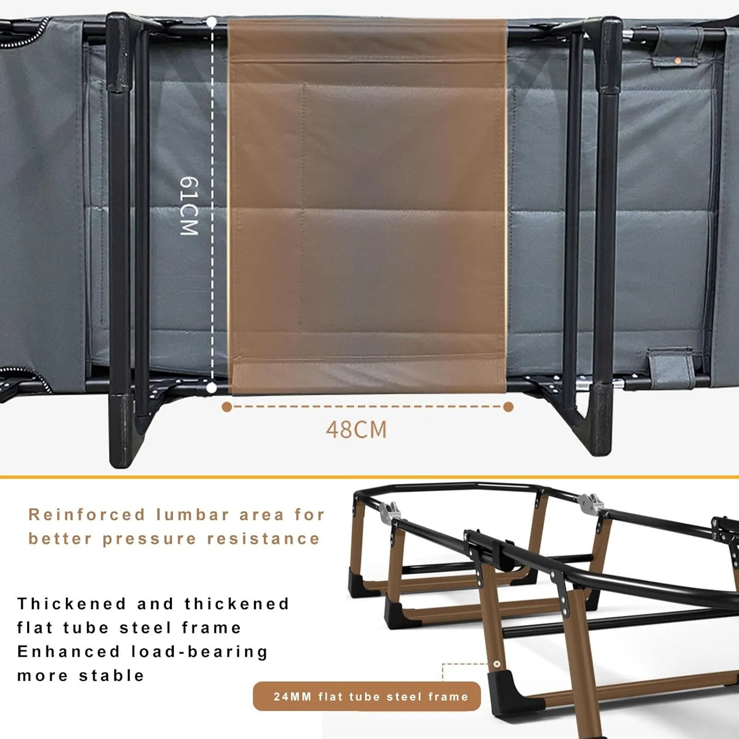 Folding Camping Cot with High Resilience Foam Pillow, Sleeping Cots with Reinforced Lumbar, Heavy Duty Guest Bed for Tent Outdoor Hiking Travel Beach Office Nap