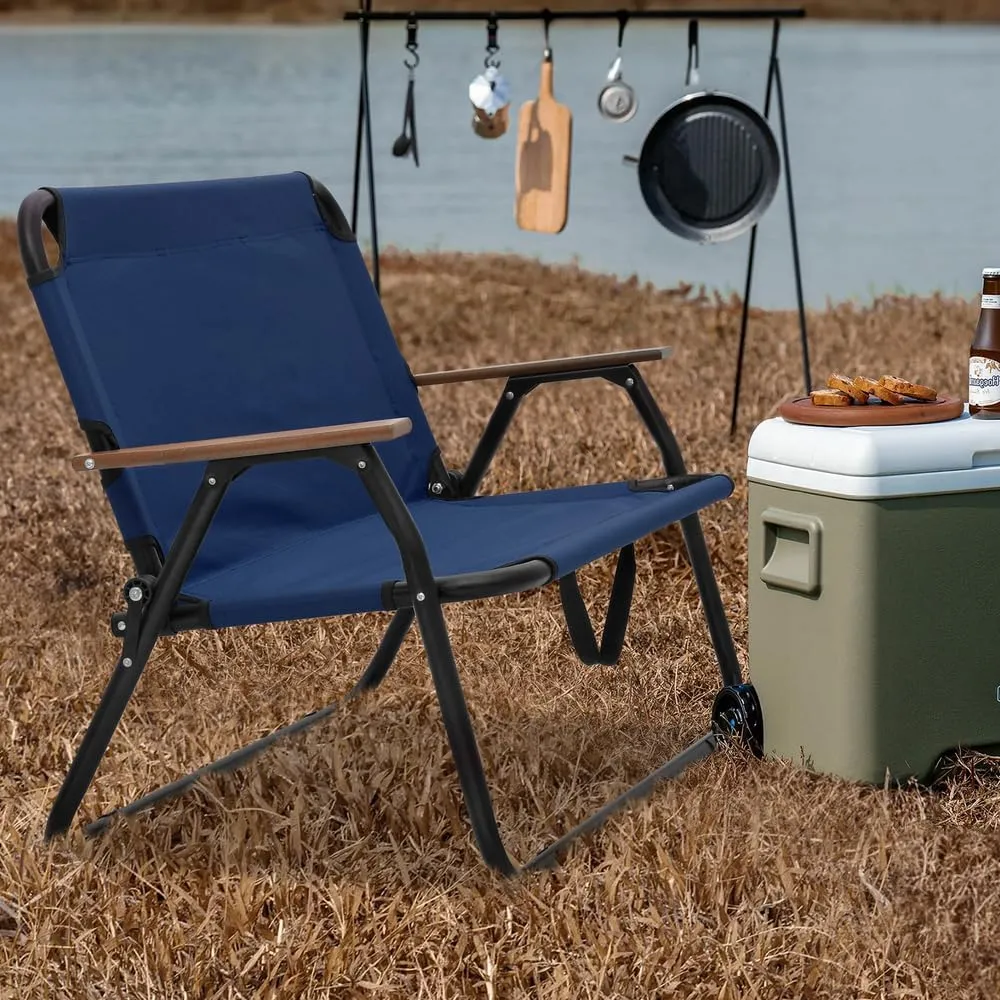 Folding Double Camping Chair 2 Person Loveseat Outdoor Portable Camp Dining Seat (Dark Green)