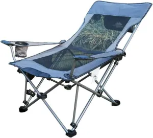 Folding Fishing Chair,Adjustable Reclining Mesh Padded Back, Outdoor Hike,Beach Portable Stool 3, Grey