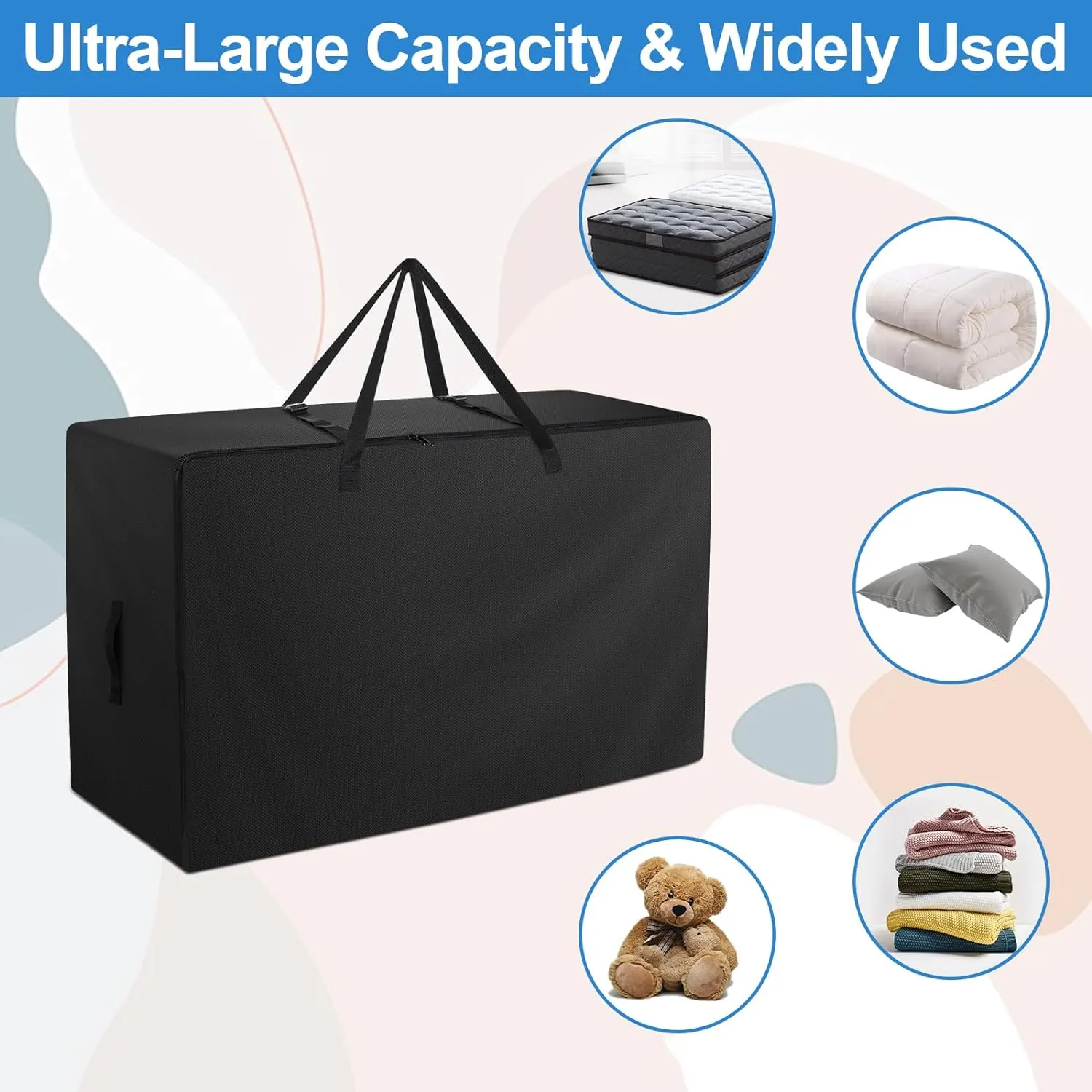 Folding Mattress Bag - 600D Oxford Cloth Heavy Duty Carry Case for Tri-Fold Guest Bed Mattress (Fits 4" Twin & Twin XL Mattress, Black)