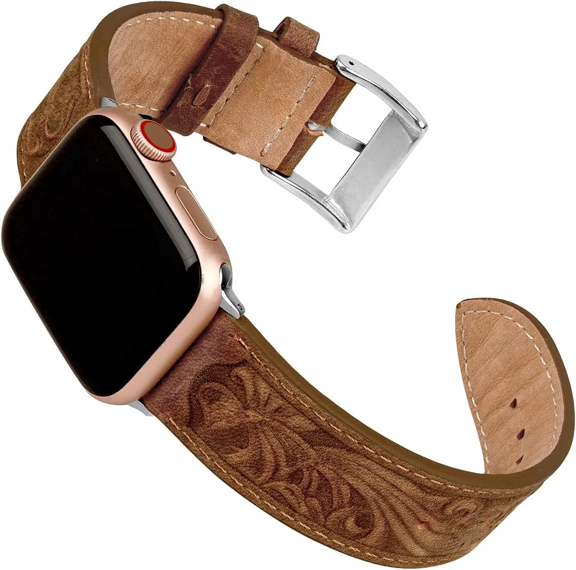 for Apple Watch Band Leather 40mm 38mm 44mm 42mm, Retro Pattern Leather Classical Replacement Smart Watch Band for iWatch Men Women Series SE 6 5 4 3 2 1