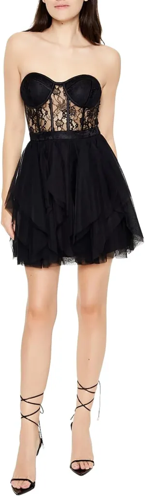 Forever 21 Women's Lace & Tulle Bustier Mini Dress