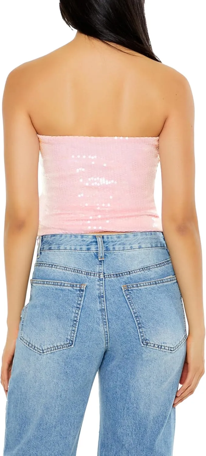 Forever 21 Women's Sequin Tube Crop Top
