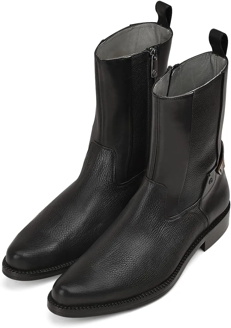 Franco Cuadra Men's Dress Boots in Genuine Deer Leather Black