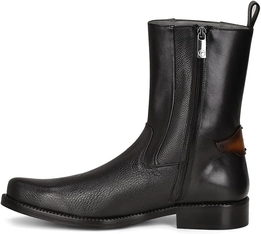 Franco Cuadra Men's Dress Boots in Genuine Deer Leather Black
