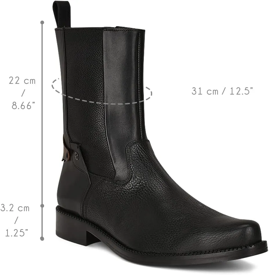 Franco Cuadra Men's Dress Boots in Genuine Deer Leather Black