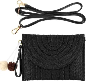 Frienda Straw Shoulder Bag Women Straw Clutch Crossbody Wallet