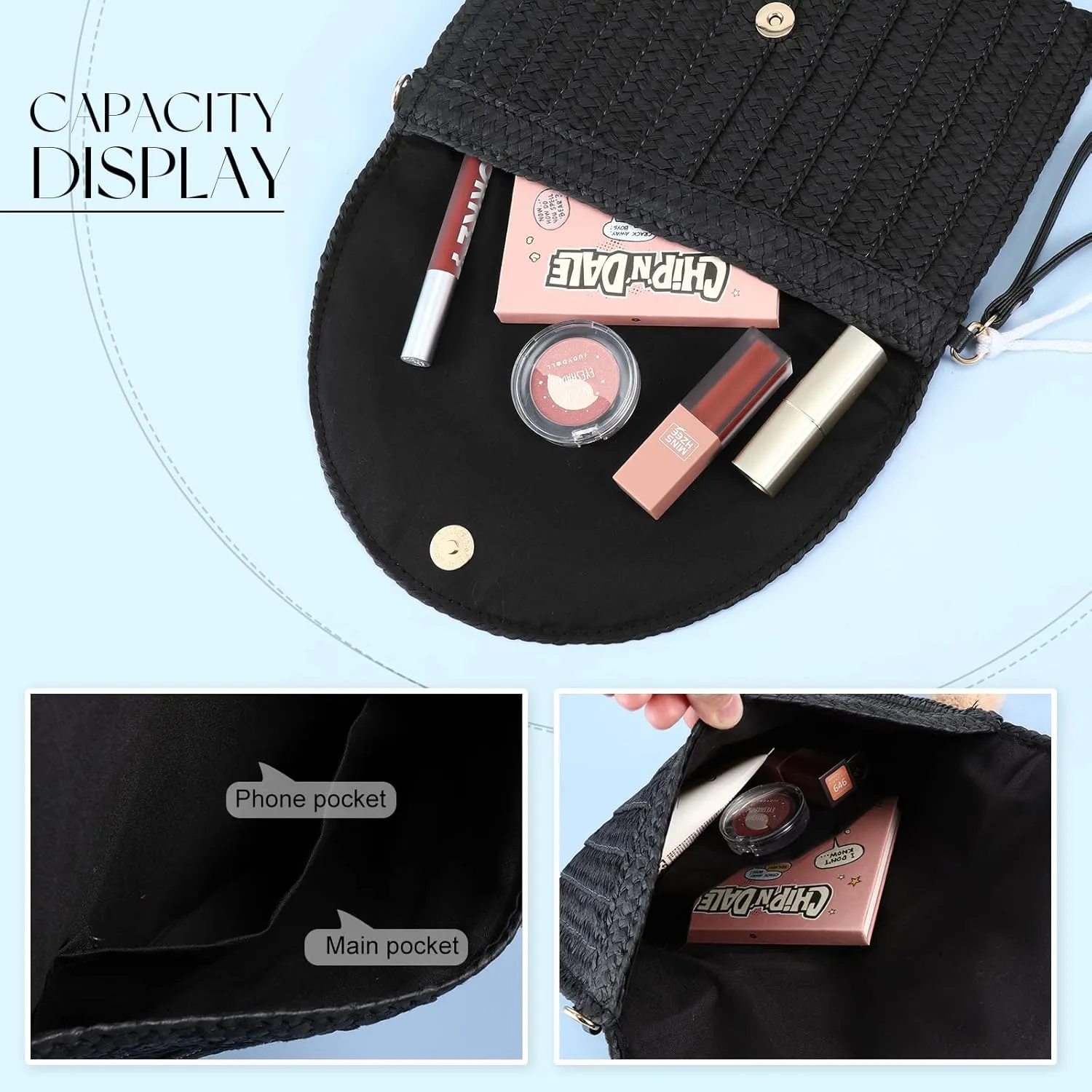Frienda Straw Shoulder Bag Women Straw Clutch Crossbody Wallet
