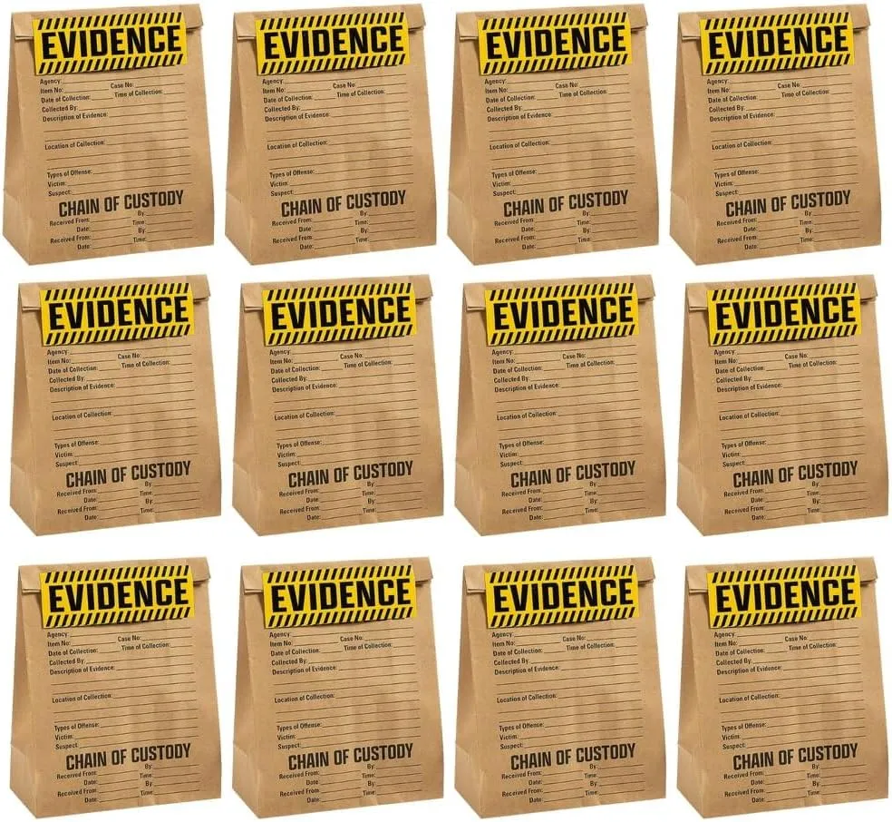 Fun Express Detective Mystery Party Evidence Favor Bags - 6.5" x 9" (12 Sets) - Perfect for Mystery Parties, Detective-Themed Events & Party Favors