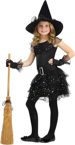 Fun World Glitter Witch Costume, Medium 8-10, Black