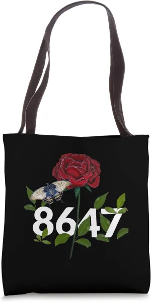Funny 8647 Subtle Floral Style 86 47 Roman Numerals Retro Tote Bag