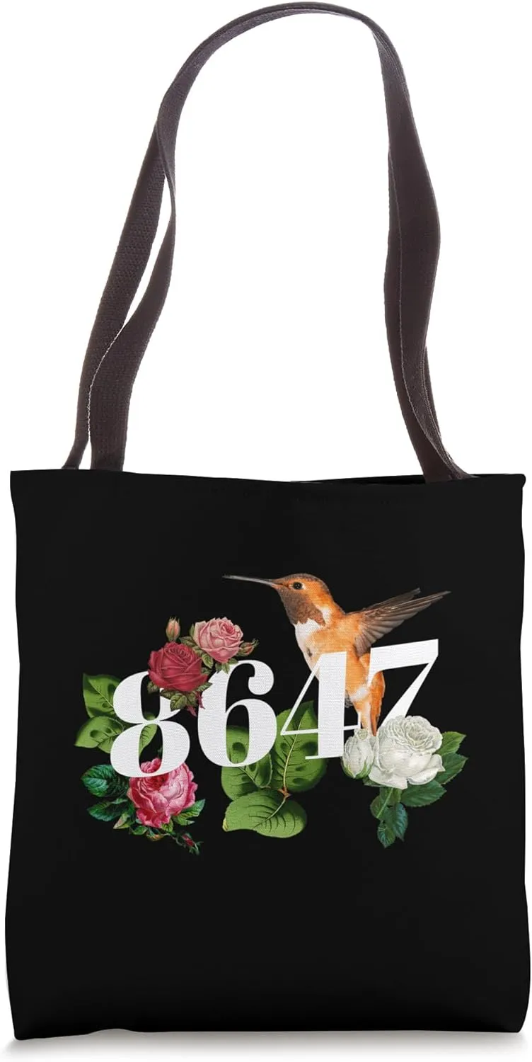 Funny 8647 Subtle Floral Style Bird 86 47 Roman Numerals Men Tote Bag