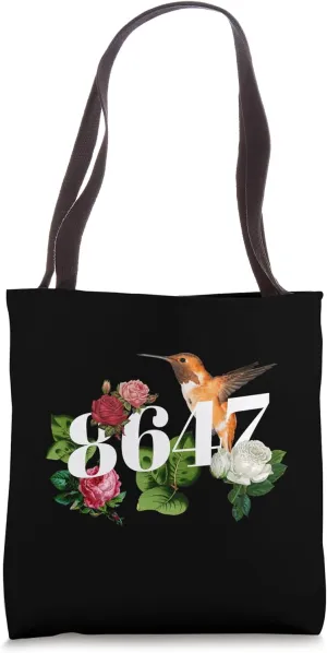 Funny 8647 Subtle Floral Style Bird 86 47 Roman Numerals Men Tote Bag