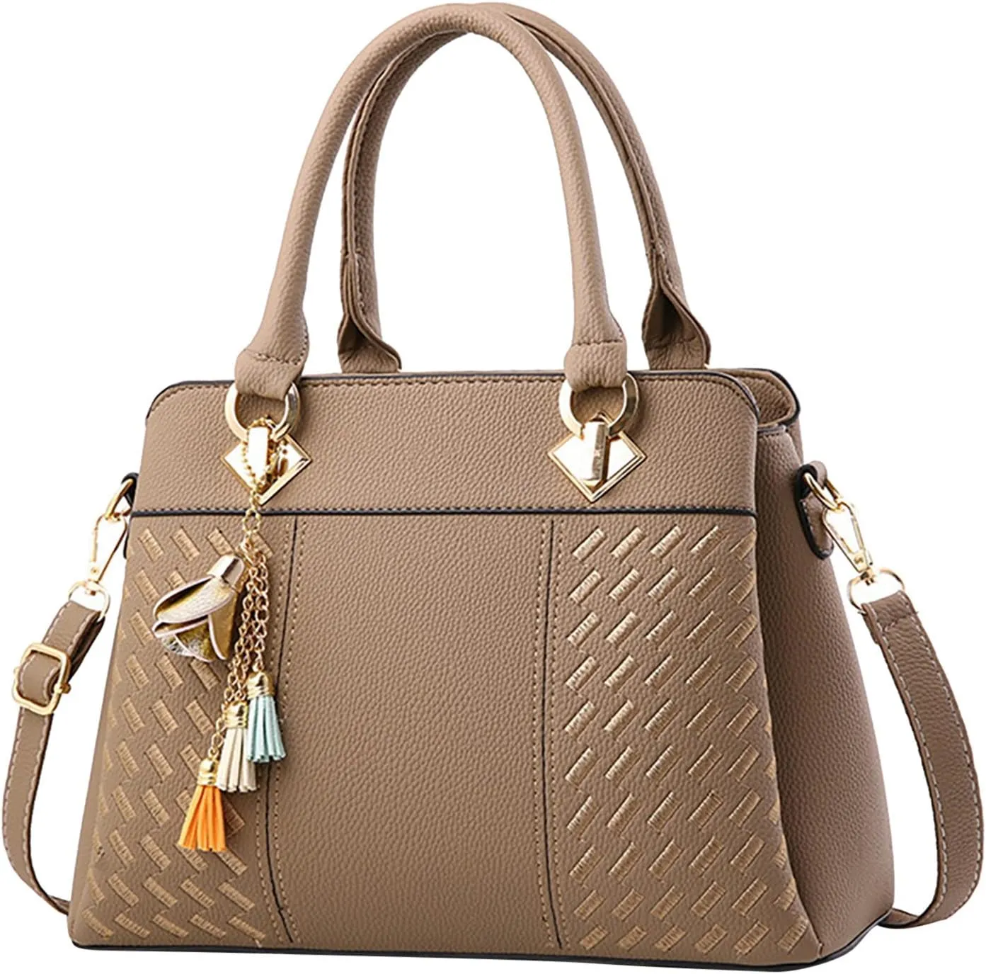 FZVYD Women Bags and Purses,Purses and Handbags for Women Pu Leather Top Handle Satchel Purse Large Shoulder Bag Tote Crossbody Business Bags 2024 Khaki-5