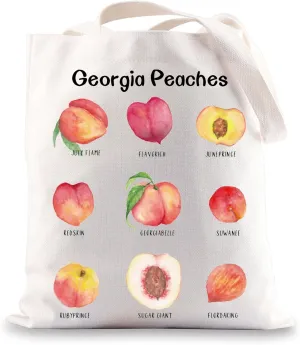 G2TUP Georgia Peaches Reusable Shopping Bag Georgia Girl Peachy Tote Bag Atlanta Georgia Market Bag (Georgia Peaches Tote Bag)