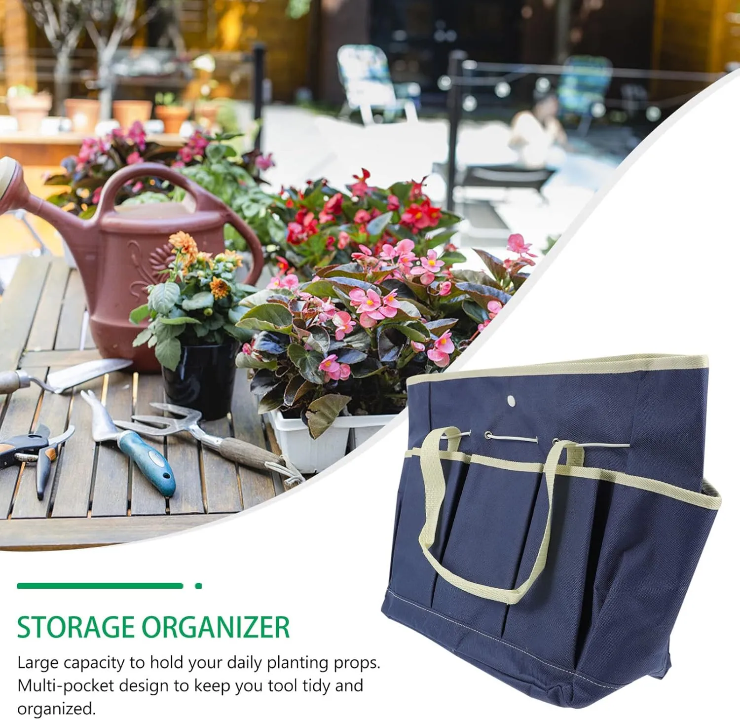 GANAZONO Garden Tool Tote Bag Oxford Tools Organizer Multi-pocket Storage Comfortable Handheld Tool Holder