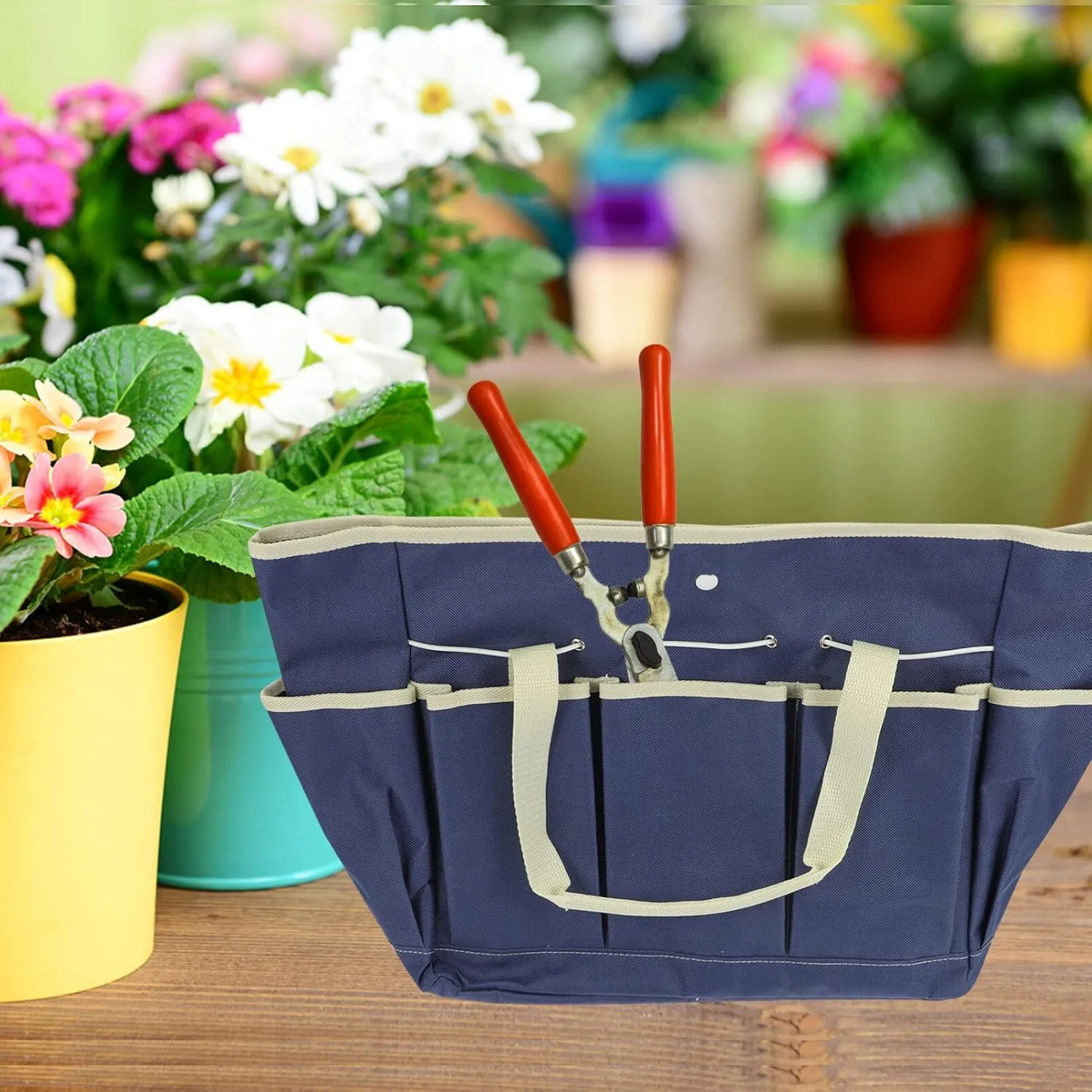 GANAZONO Garden Tool Tote Bag Oxford Tools Organizer Multi-pocket Storage Comfortable Handheld Tool Holder