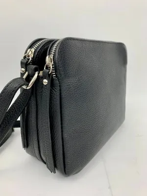 GENOA - Italian Genuine leather crossbody bag - black