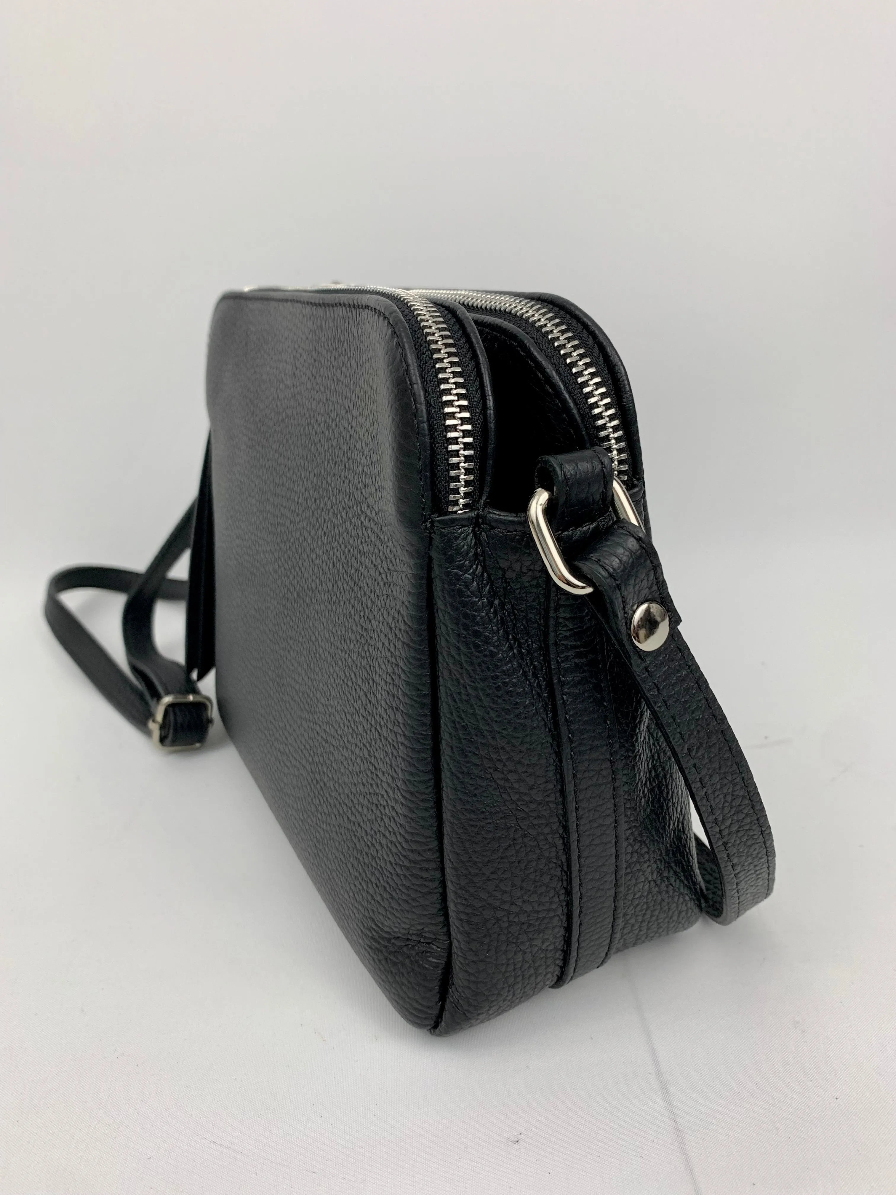 GENOA - Italian Genuine leather crossbody bag - black