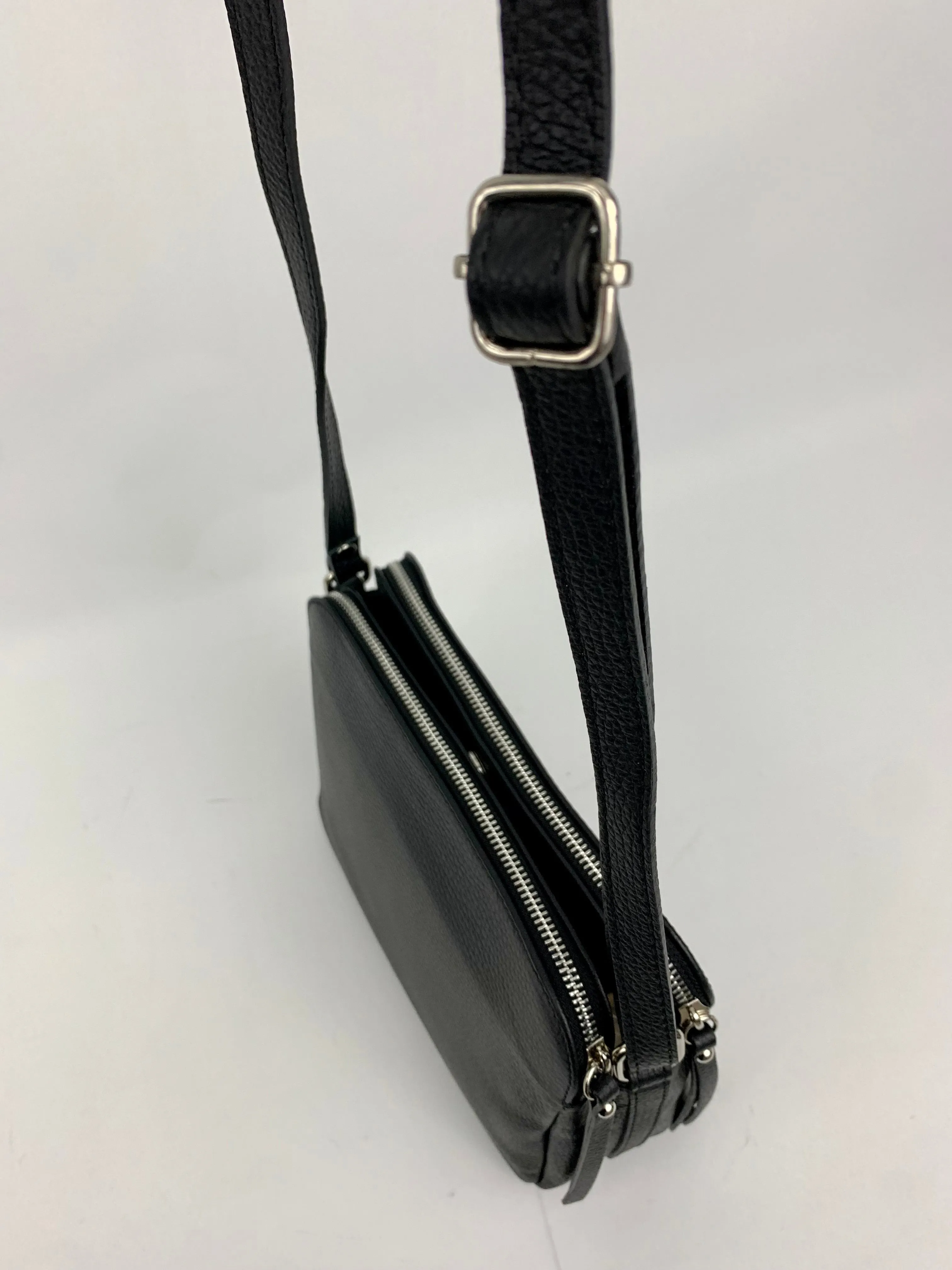 GENOA - Italian Genuine leather crossbody bag - black