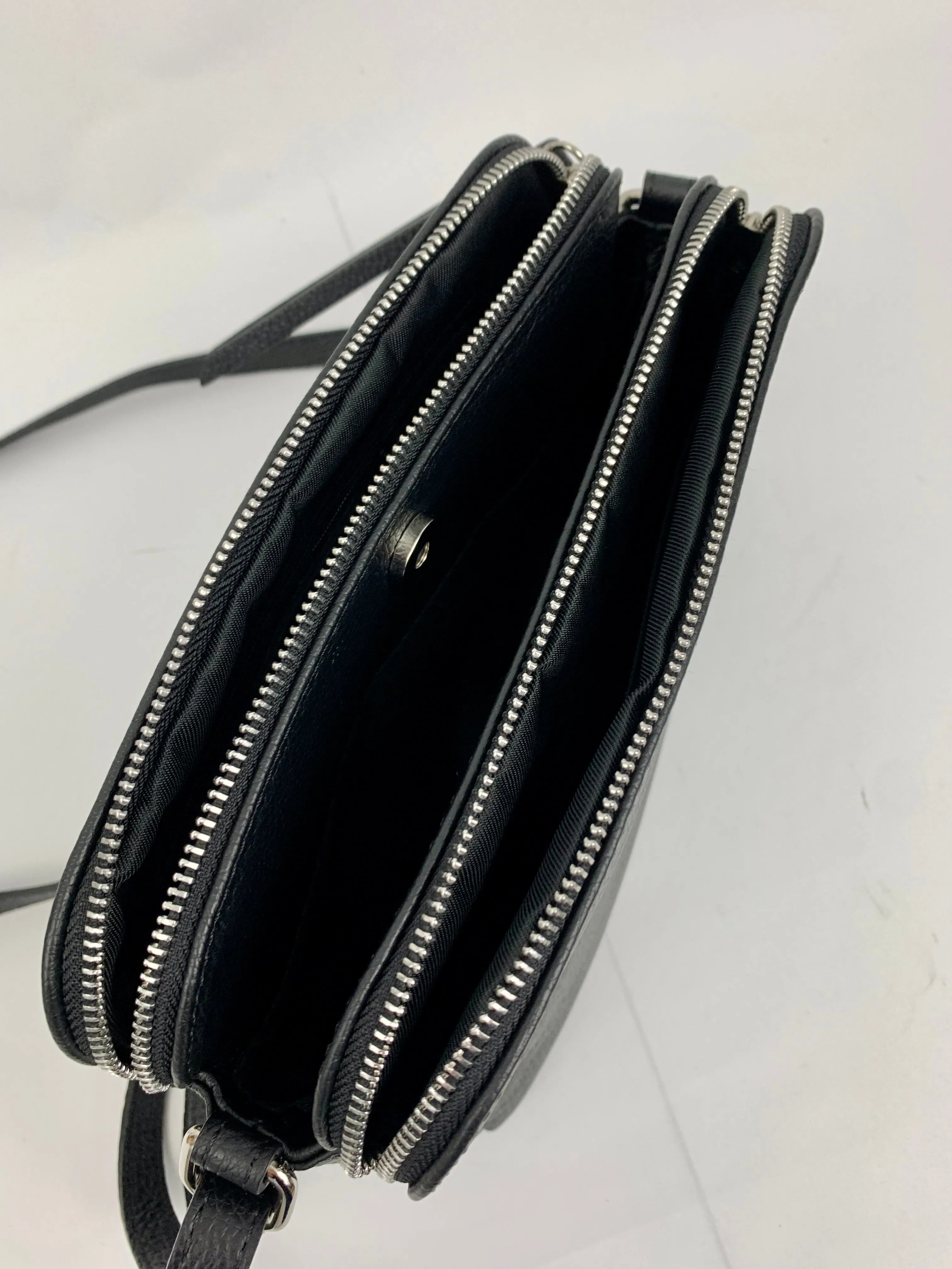 GENOA - Italian Genuine leather crossbody bag - black