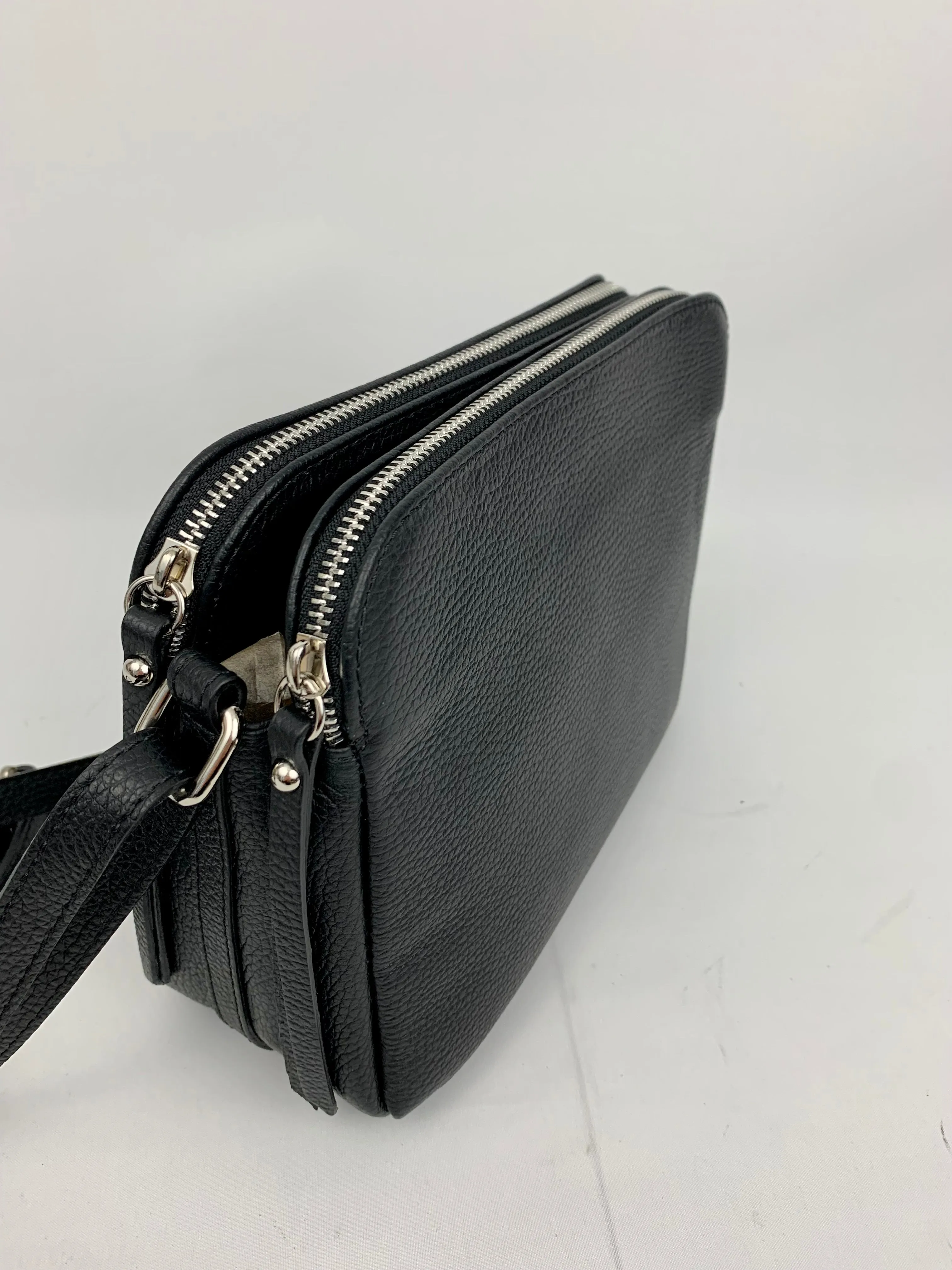 GENOA - Italian Genuine leather crossbody bag - black