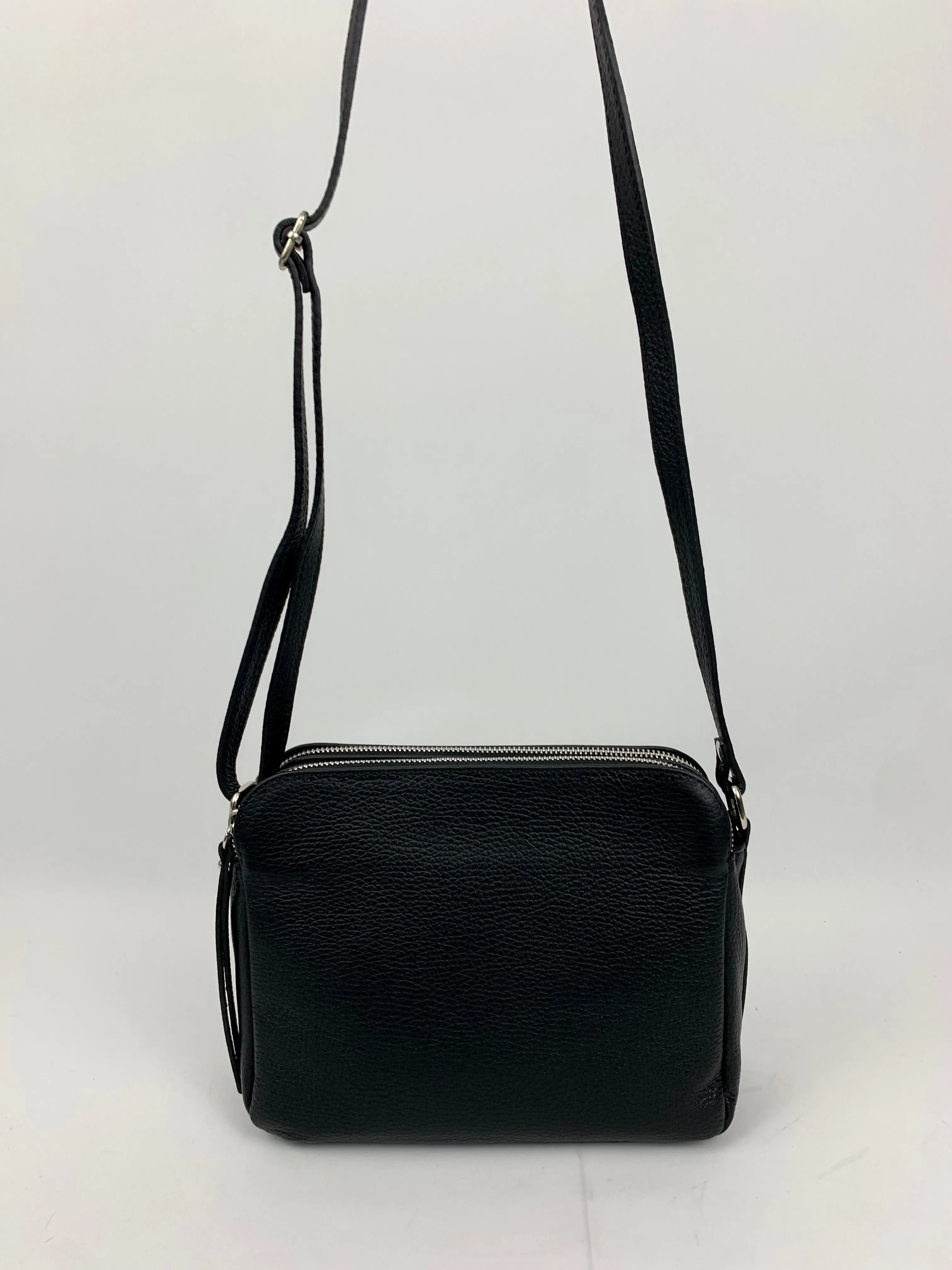 GENOA - Italian Genuine leather crossbody bag - black
