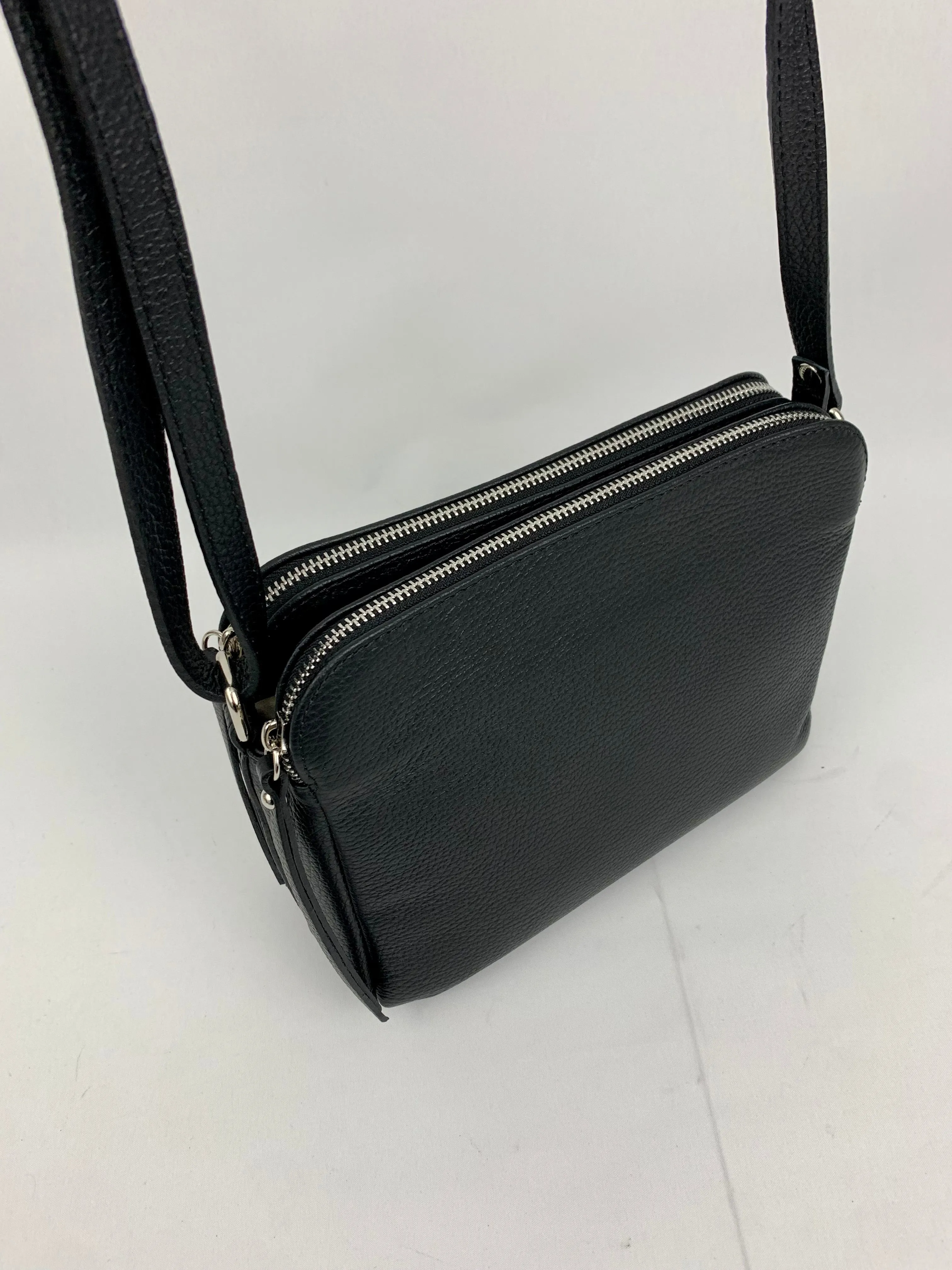 GENOA - Italian Genuine leather crossbody bag - black