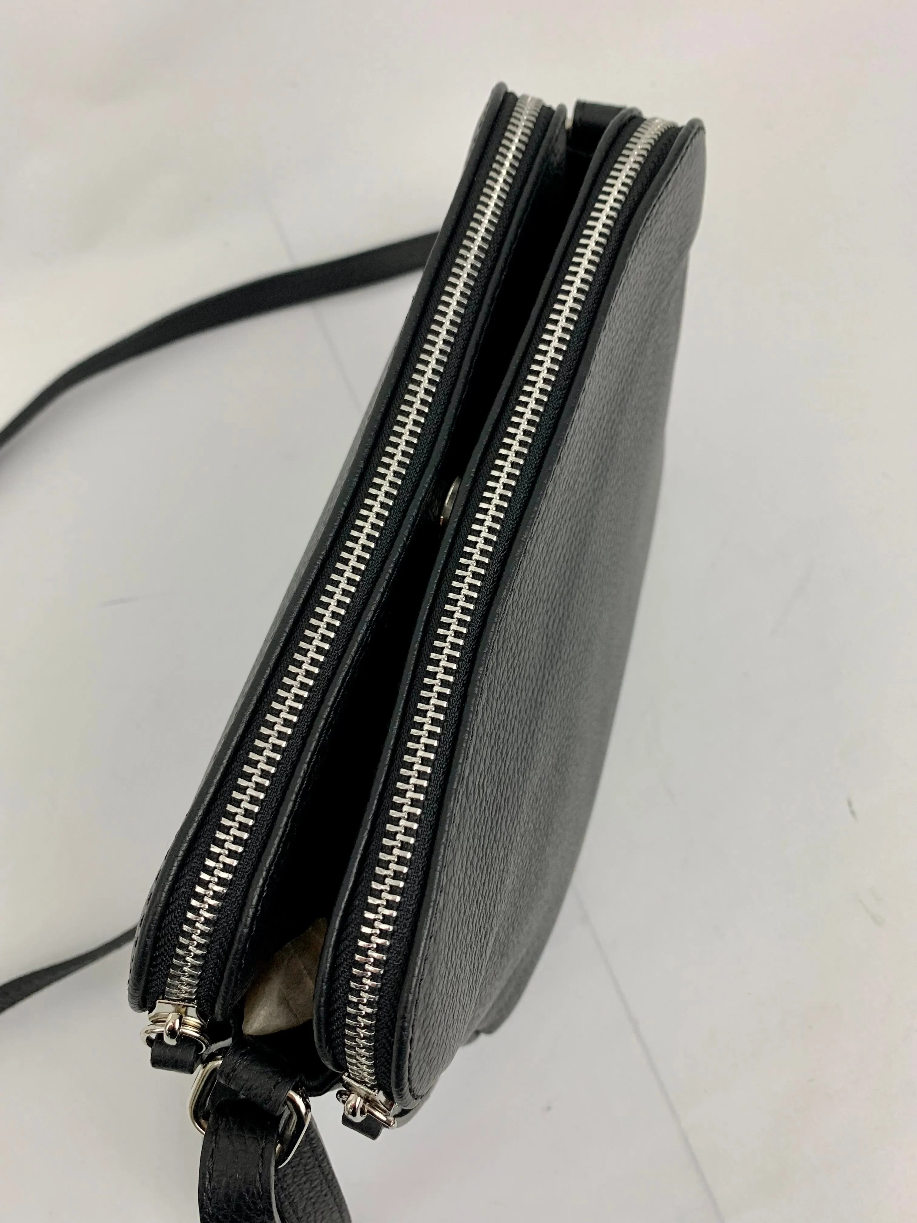 GENOA - Italian Genuine leather crossbody bag - black