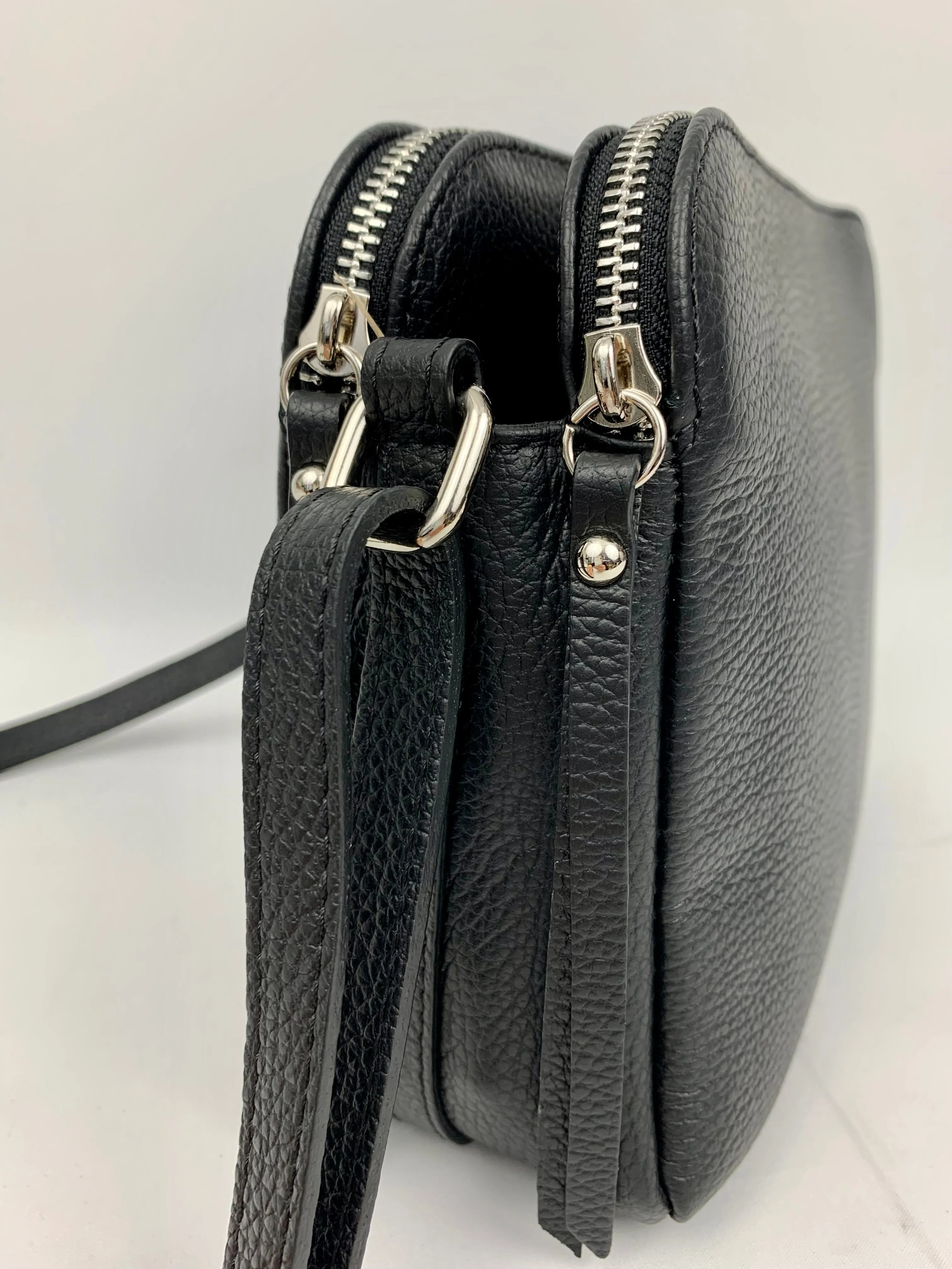 GENOA - Italian Genuine leather crossbody bag - black