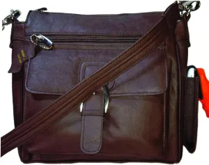 Genuine Brown Leather Pistol Concealment Purse with Buckle