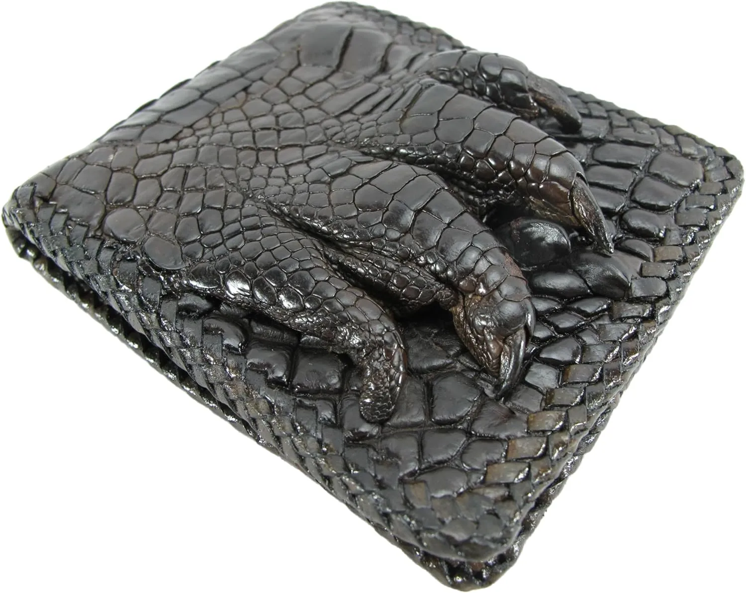 Genuine Crocodile Alligator Foot Claw Skin Leather Handmade Wallet (Chocolate Brown)