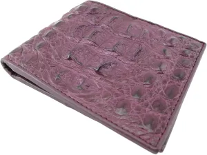 Genuine Crocodile Caiman Alligator Big Hornback Skin Leather Soft Bifold Wallet ([B3] - 8 Card Slots   1 ID Window   2 Compartments for Bills, Purple)