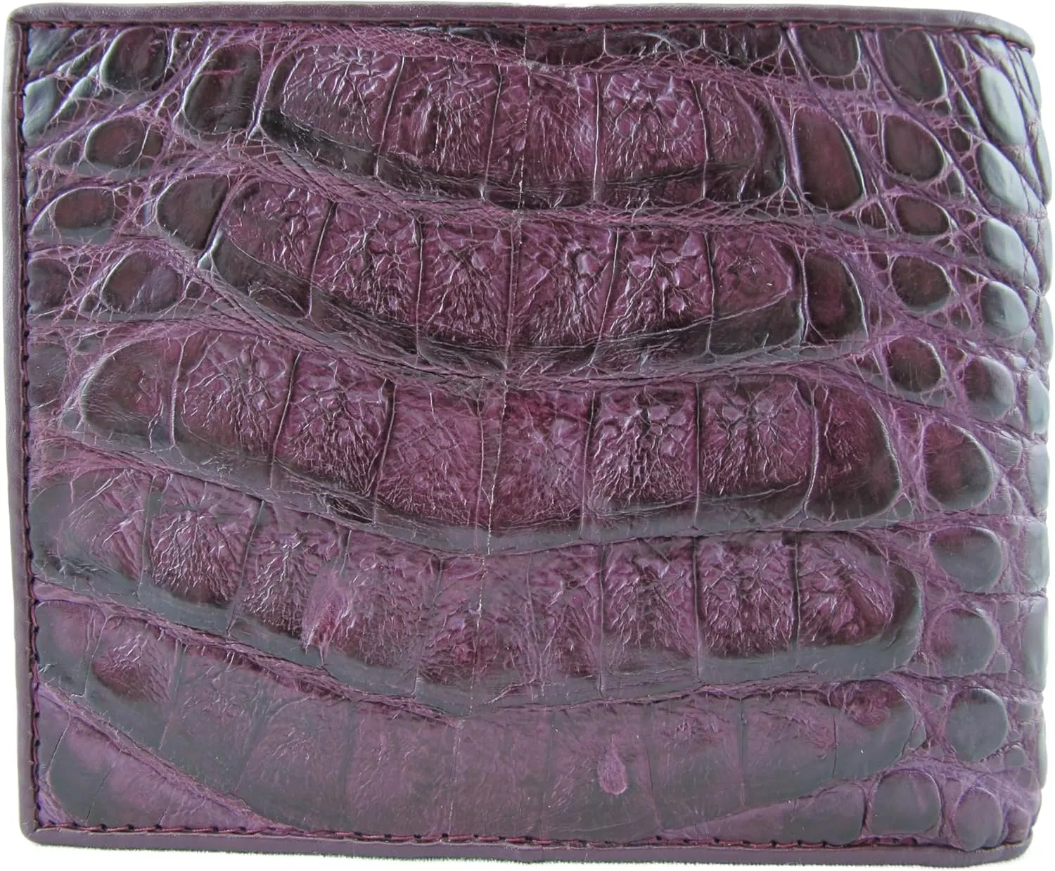 Genuine Crocodile Caiman Alligator Big Hornback Skin Leather Soft Bifold Wallet ([B3] - 8 Card Slots   1 ID Window   2 Compartments for Bills, Purple)