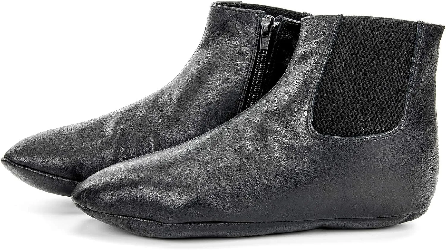 Genuine Halal Leather Zipper Khuffain | Sunnah Khuff Socks for Mosque, Black, Shoe Size: US