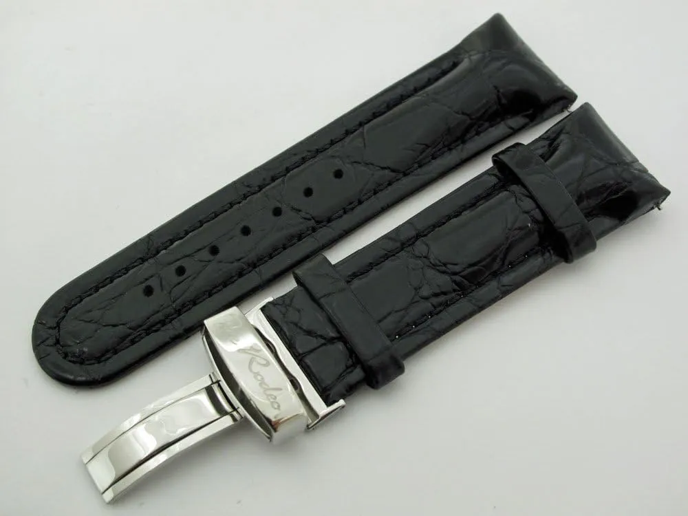 Genuine Leather 20mm Black Watch Band.