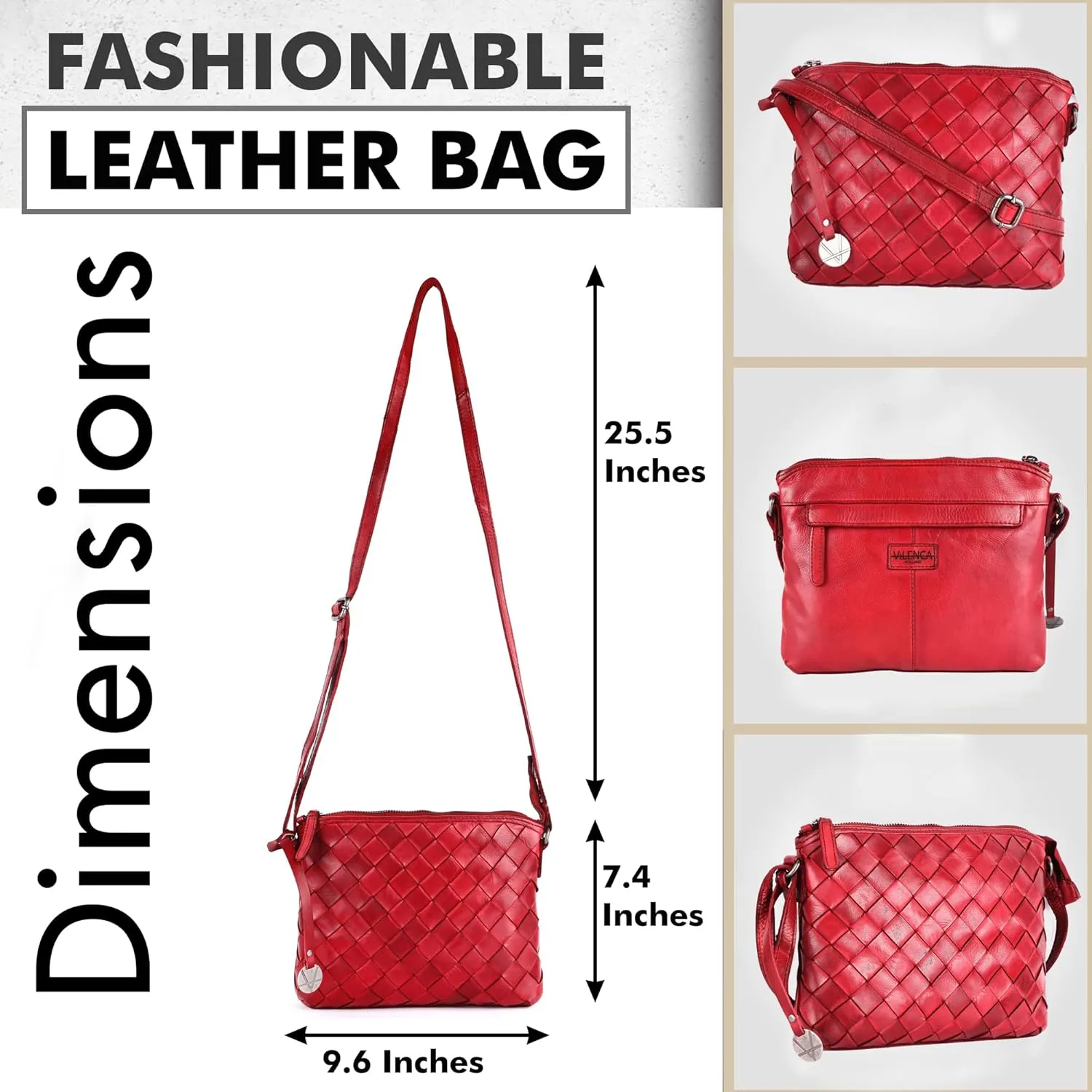 Genuine Leather Crossbody Sling Bag for Women - Trendy Casual Office Bag with Adjustable Strap