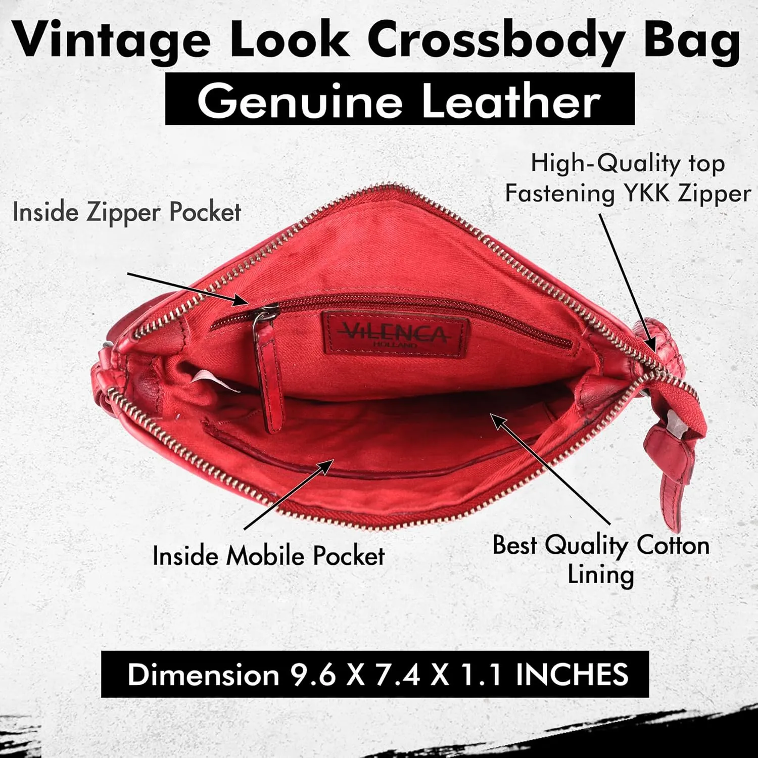 Genuine Leather Crossbody Sling Bag for Women - Trendy Casual Office Bag with Adjustable Strap