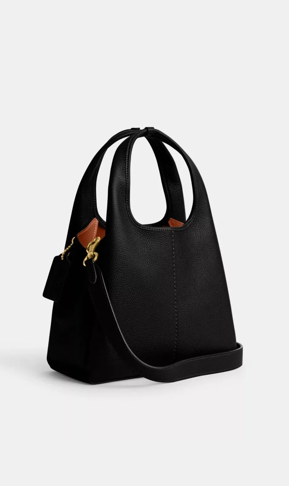 Genuine leather hobo bag in black