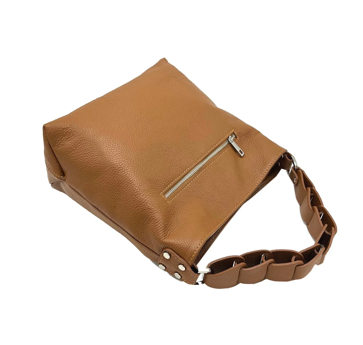 Genuine leather hobo bag, small size, Made in Italy, art. 112526