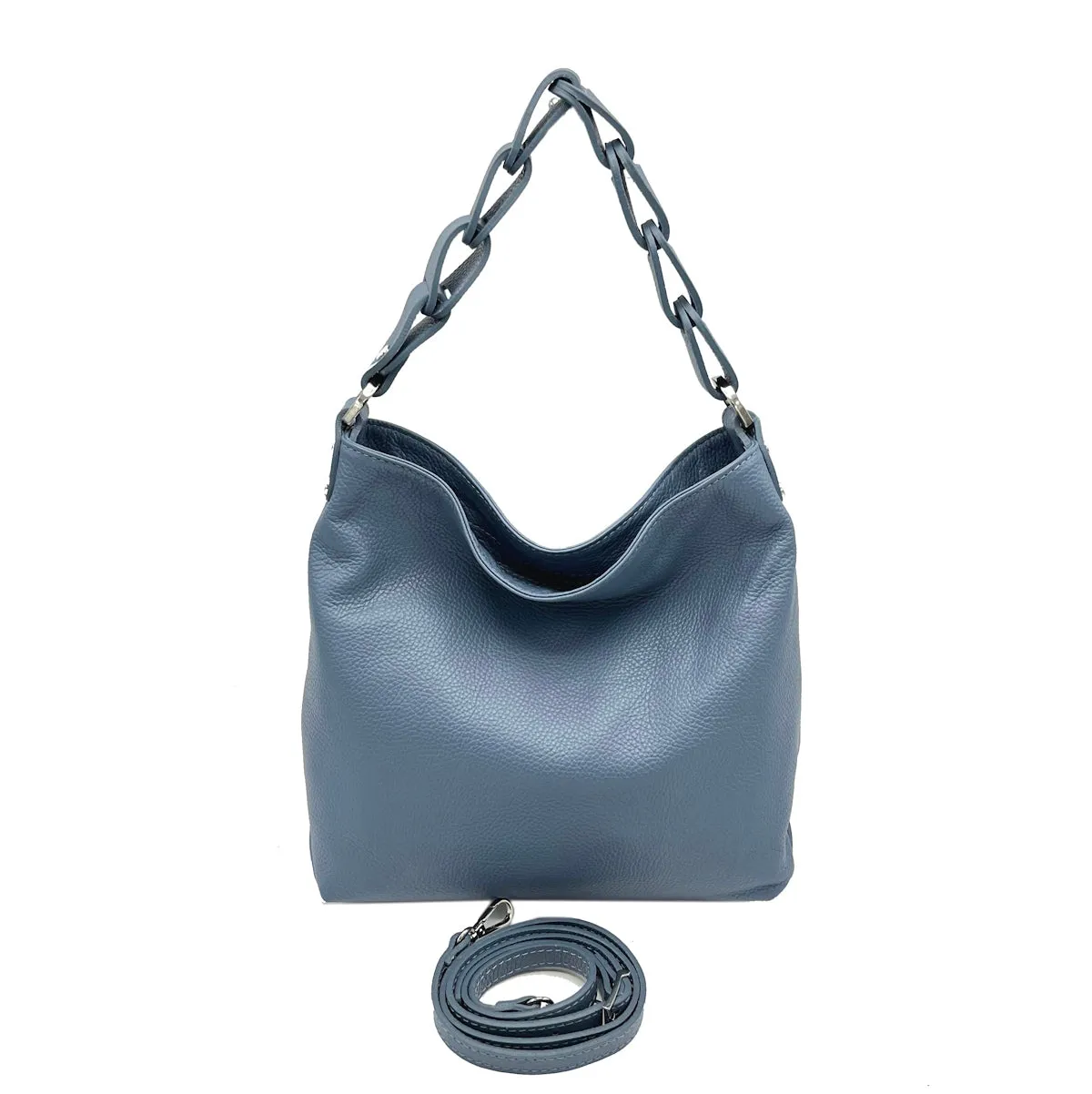 Genuine leather hobo bag, small size, Made in Italy, art. 112526