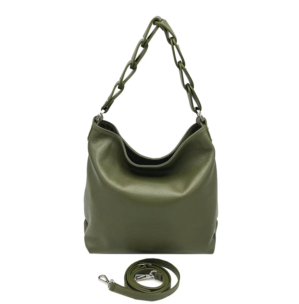 Genuine leather hobo bag, small size, Made in Italy, art. 112526